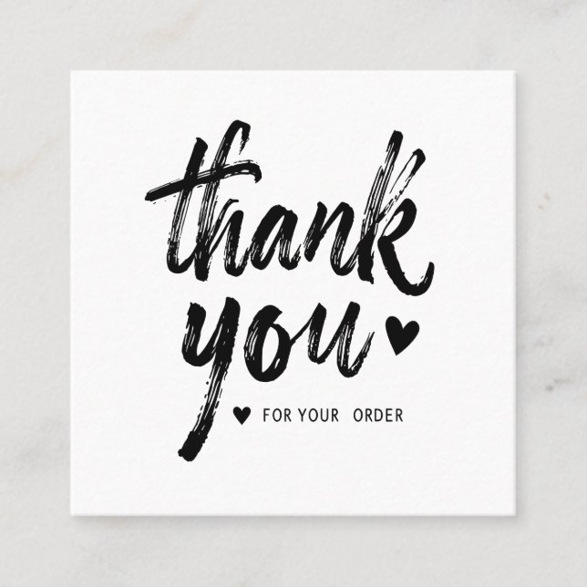 Inmatningskort för tack order fyrkantigt visitkort (Framsida)
