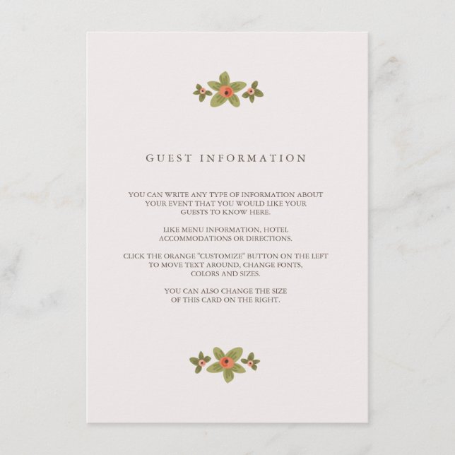 Inmatningskort för Vår Buds Bröllop Tilläggskort (Framsida)