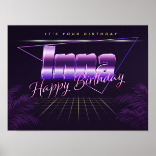 Inna Namn Vorname lila retro Poster Geburtstag