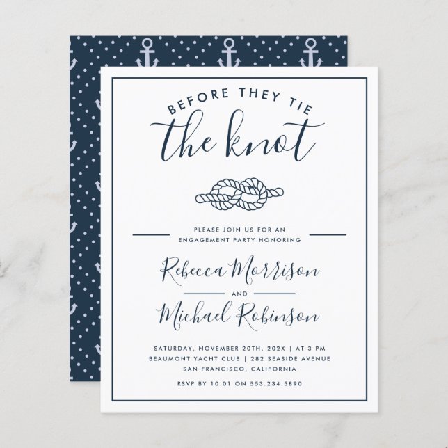 Innan de binder samman Knot Nautical Förlovningsfe (Fram/baksida)