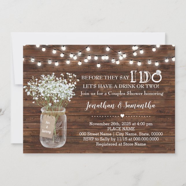 Innan de säger att jag ska duscha bröllop par inbjudningar (Framsida)