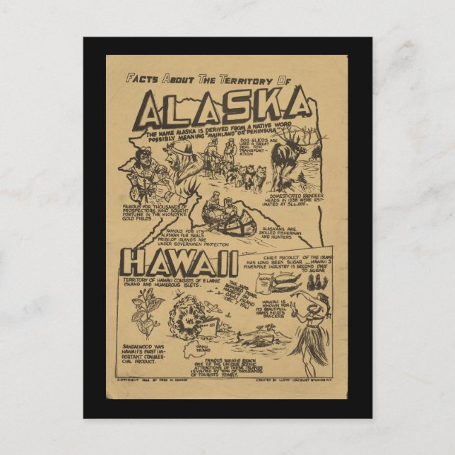 Innan de var Stater Alaska och Hawaii Vykort (Framsida)