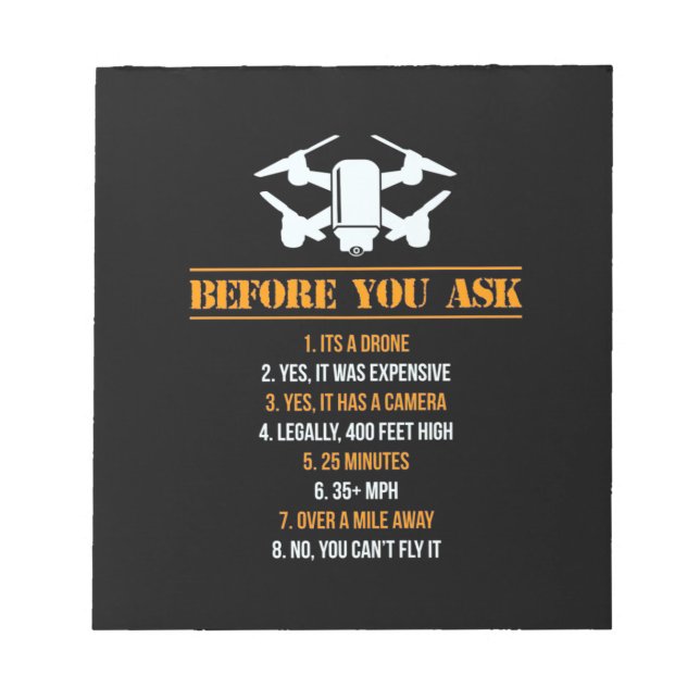 Innan du frågar Drone Pilot Anteckningsblock (Framsida)