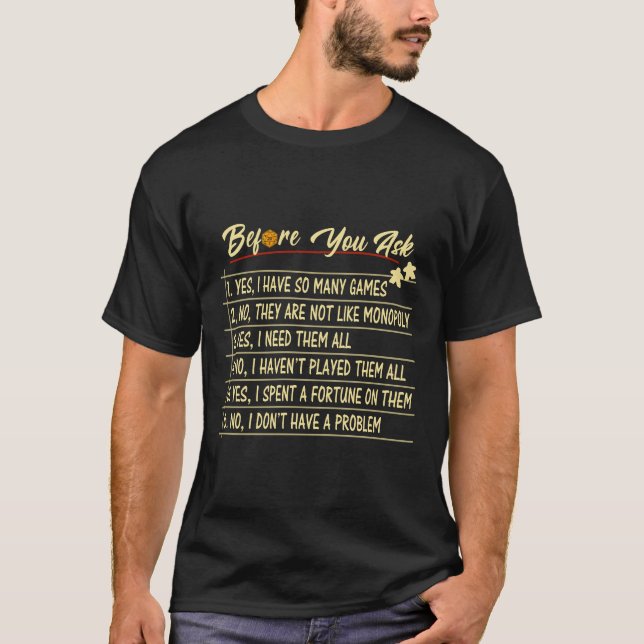 Innan du frågar, snurra spel,Bort spelentusiaster T Shirt (Framsida)