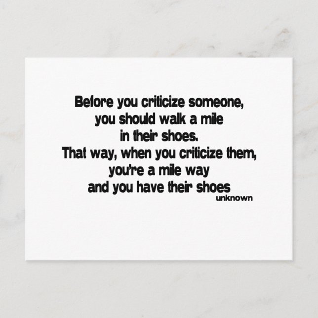 Innan du kritiserar citat vykort (Framsida)