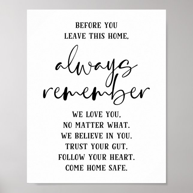 Innan du Lämnar den här hemmainspirationen Poster (Framsidan)