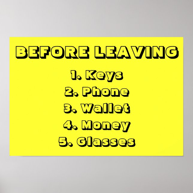 Innan du Lämnar kammarchecklistan Poster (Framsidan)