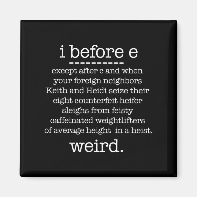 Innan E utom när Keith Konstig Funny Grammar Magnet (Framsidan)