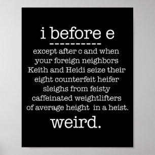 Innan E utom när Keith Konstig Funny Grammar Poster