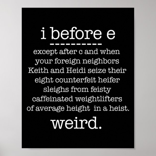 Innan E utom när Keith Konstig Funny Grammar Poster (Framsidan)