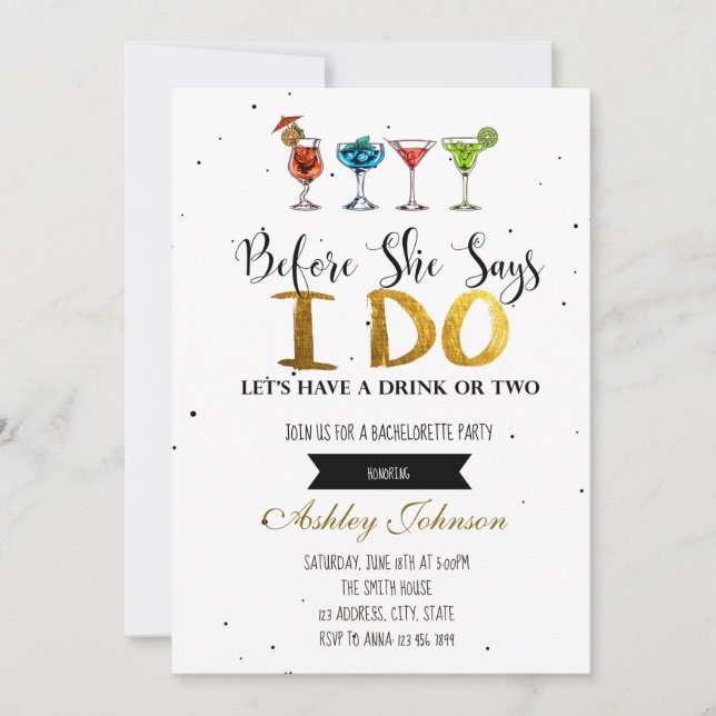 Innan hon säger att jag bjuder på bachelorette inbjudningar (Framsida)