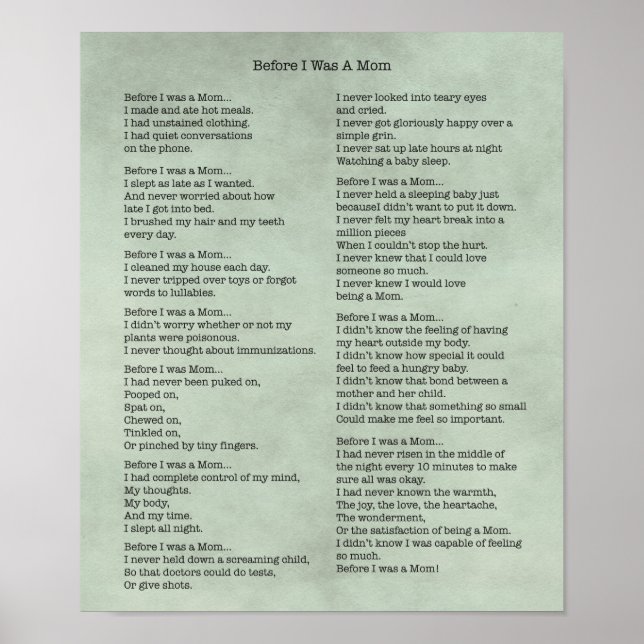 Innan jag Poster Mamma (Framsidan)