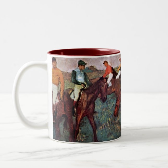 Innan Jockeis-utbildningen startas - Degas-målning Två-Tonad Mugg (Vänster)