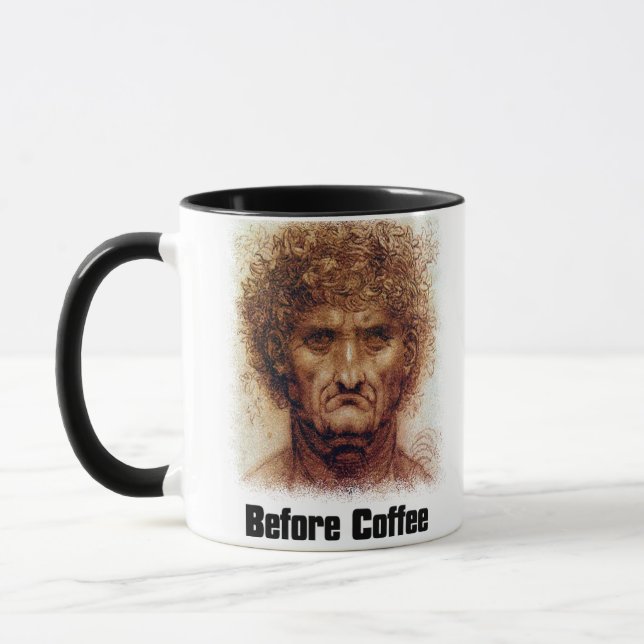 Innan kaffe Efter kaffe - Da Vinci Mona Lisa Mugg (Vänster)