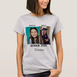 Innan och efter foto personlig examen  t shirt