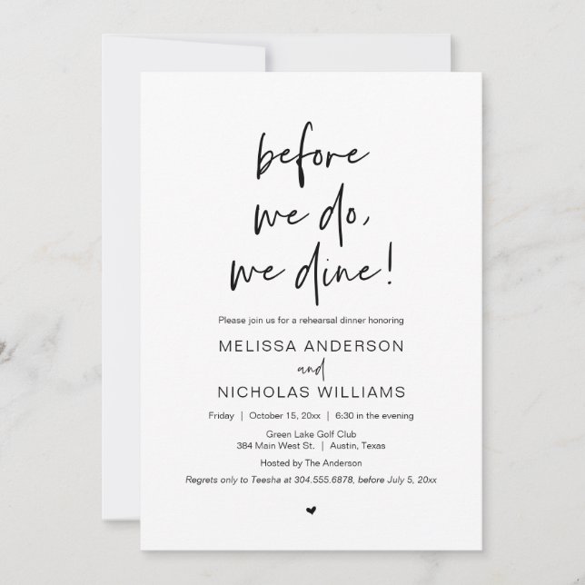 Innan vi gör det, så äter vi middag, Bröllop-midda Inbjudningar (Framsida)