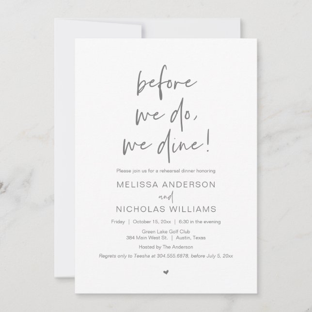 Innan vi gör det ska vi äta middag, Bröllop-middag Inbjudningar (Framsida)