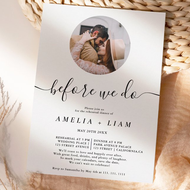 Innan vi gör en fotosvart vit repetitionsmiddag inbjudningar (Skapare uppladdad)