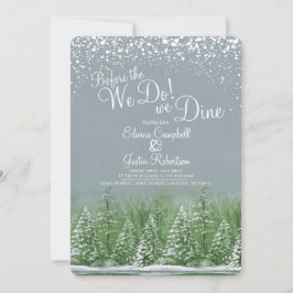 Innan vi gör vinterbröllopet i träd sjö grönt inbjudningar