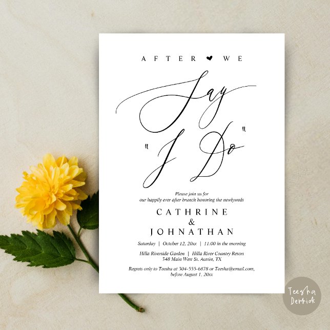 Innan vi säger "jag gör", Bröllop Rehearsal Dinner Inbjudningar (Before we say "I Do", Wedding Brunch Invitation Card, PDF, Modern Romantic, in Black and White)