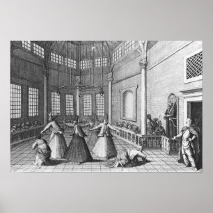 Innanför en turkisk moské, illustration poster