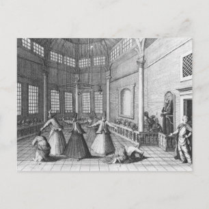 Innanför en turkisk moské, illustration vykort