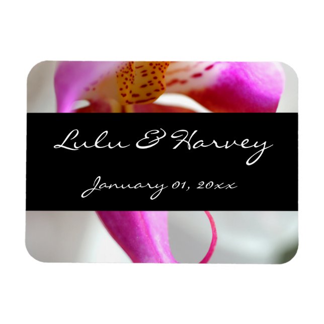 Innanför en vit Orchid Personal Bröllop Magnet (Horisontell)