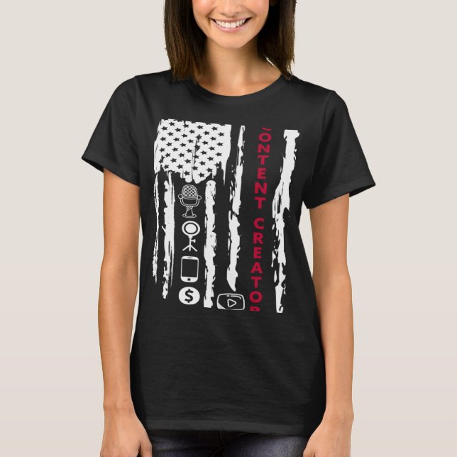 Innehåll Creator bloggare vlogger influencer Ameri T Shirt (Framsida)