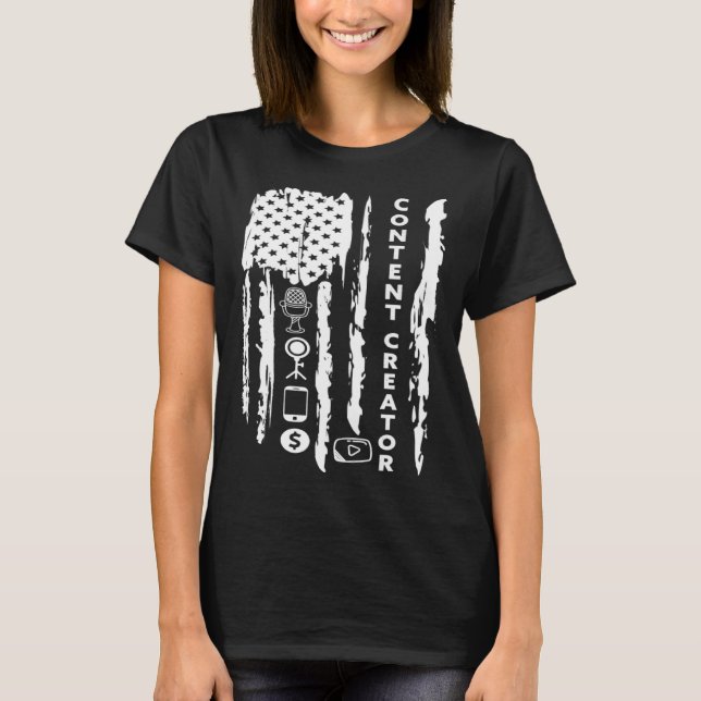 Innehåll Creator bloggare vlogger influencer Ameri T Shirt (Framsida)