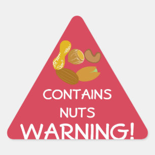 Innehåller Nöt Food Allergy Alert Stickers Triangelformat Klistermärke