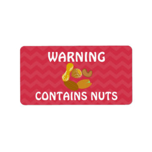 Innehåller "Peanuts Nöt Food Allergy Alert Sticker Adressetikett