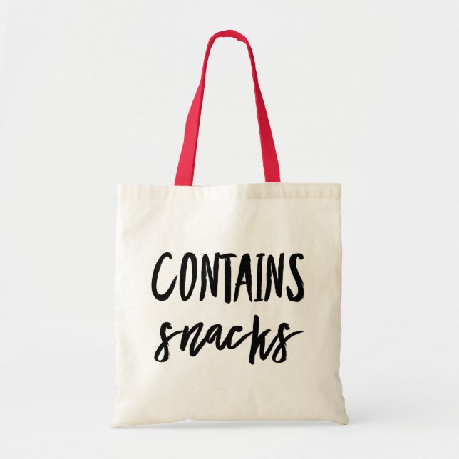 "Innehåller Snacks" Köp till säcken Tygkasse (Framsidan)