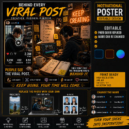 Innehållsskapares motivationsaffisch | Redigerbar Poster