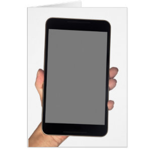 Innehav en phablet hälsningskort