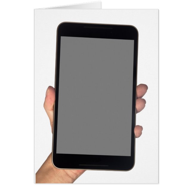 Innehav en phablet hälsningskort (Framsidan)