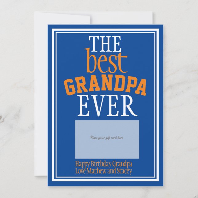 Innehavare av bäst Grandpa Blue Typography Gift Ca (Framsida)