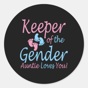 Innehavare av Gender Auntie Gender Reveal Py Runt Klistermärke