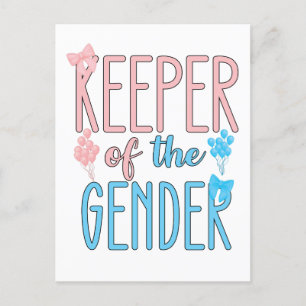 Innehavare av Gender Reveal Boy Girl Rosa Blue Inbjudan Vykort