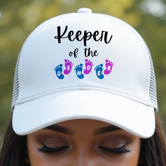 Innehavare av Genderna Reveal Baby Feet Baby Showe Keps (Keeper of the Gender Reveal Baby Feet Baby Shower Trucker Hat
)