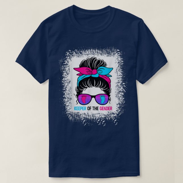 Innehavare av Genderna Reveal Messy Bun Baby Annou T Shirt (Design framsida)