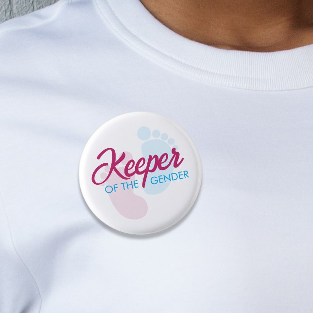 Innehavare av Gendernas fotavtrycksbabyvisningspro Knapp (Keeper of the Gender Footprint Baby Shower Button)