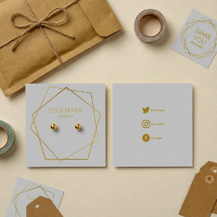 Innehavare av geometrisk guld med social-ikoner fyrkantigt visitkort