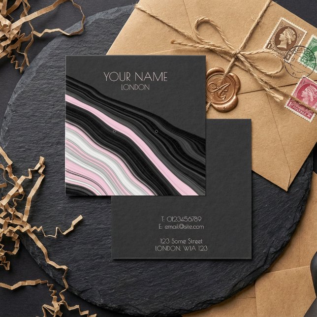 Innehavare av spärreffekt fyrkantigt visitkort (Agate effect stripy earring holder.)