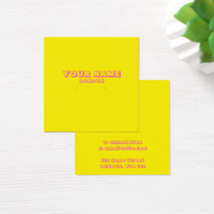 Innehavarkort för nybörjare för gult och rosa fyrkantigt visitkort