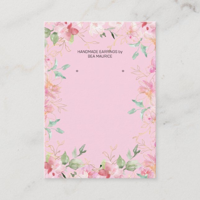 Innehavarkort för  Rosa Blommigt Visning Visitkort (Framsida)