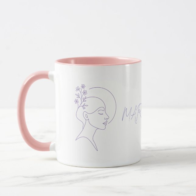 Inner Bloom – One Line Woman Profile with BT-Shirt Mugg (Vänster)