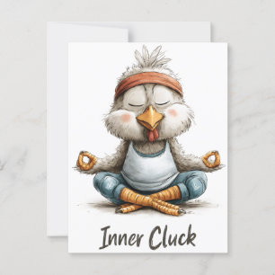 Inner Cluck Chicken Meditation   Funny Yoga Animal Vykort