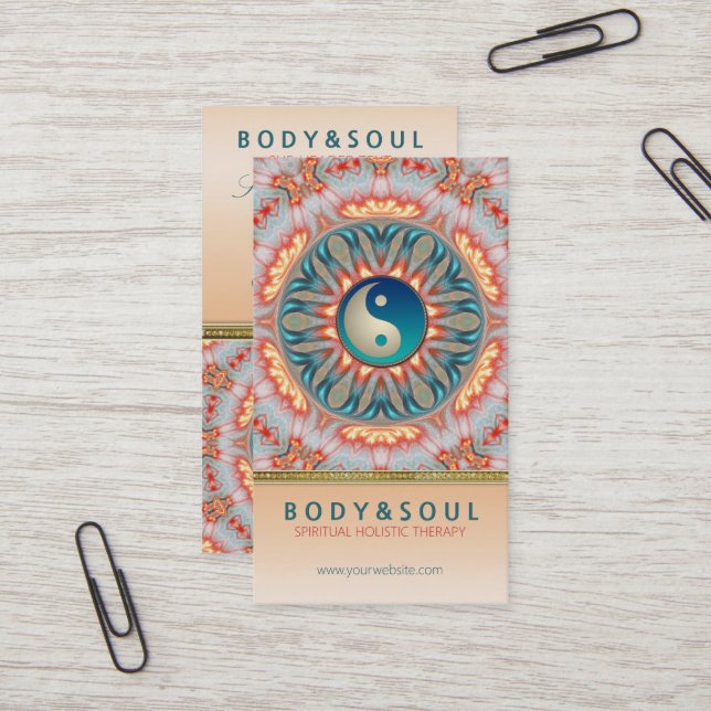 Inner Fire Energy Yin Yang Holistic Affärskort Visitkort (Fram/Back In Situ)