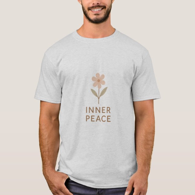 Inner Peace | Minimalist Motivational Flower Desig T Shirt (Framsida)