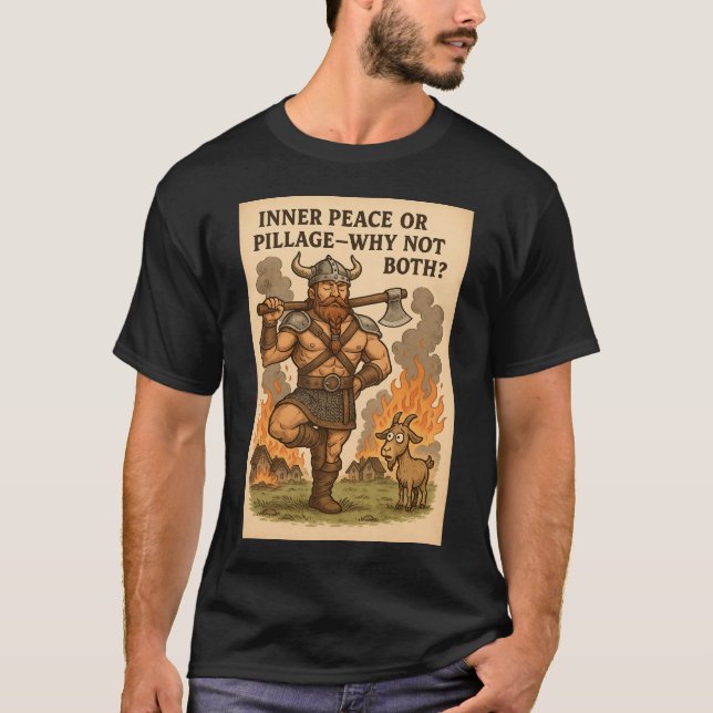 Inner Peace or Pillage Shirt - Funny Viking Yoga T (Framsida)